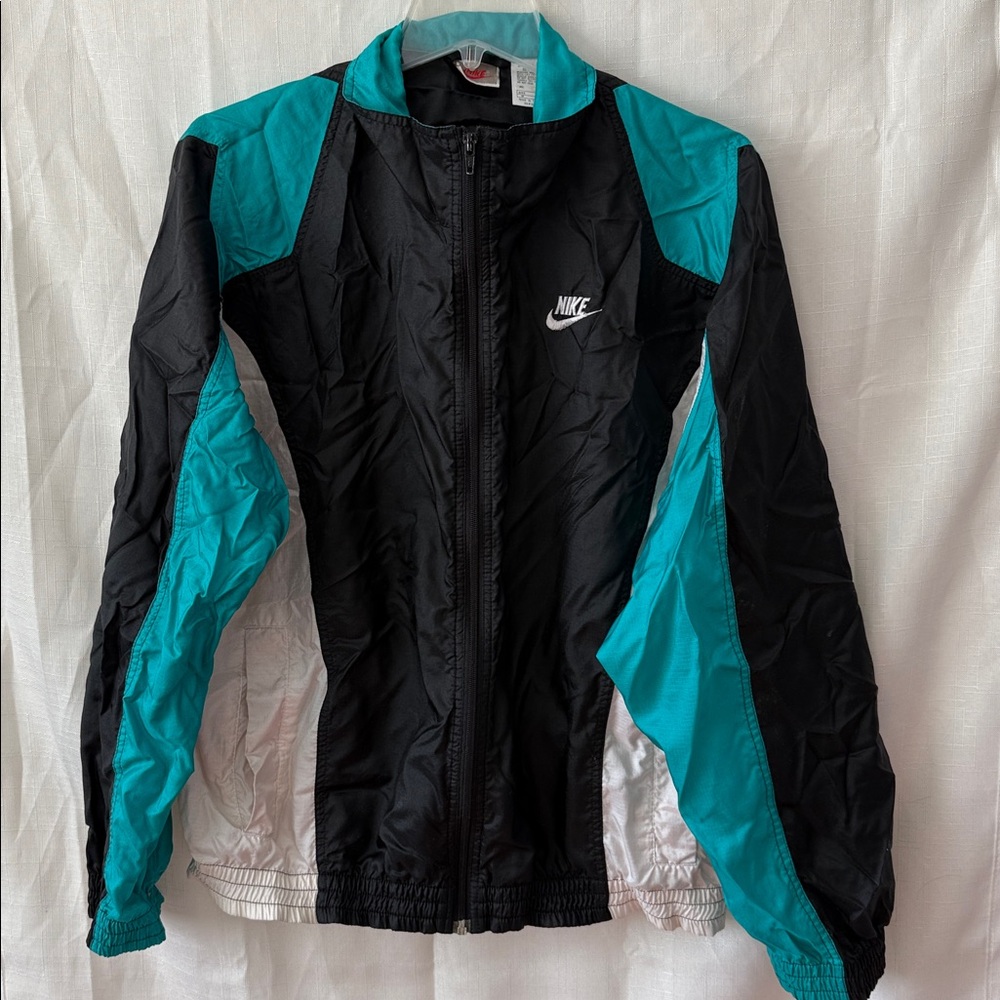 Nike Black and Teal Zip-Up Jacket